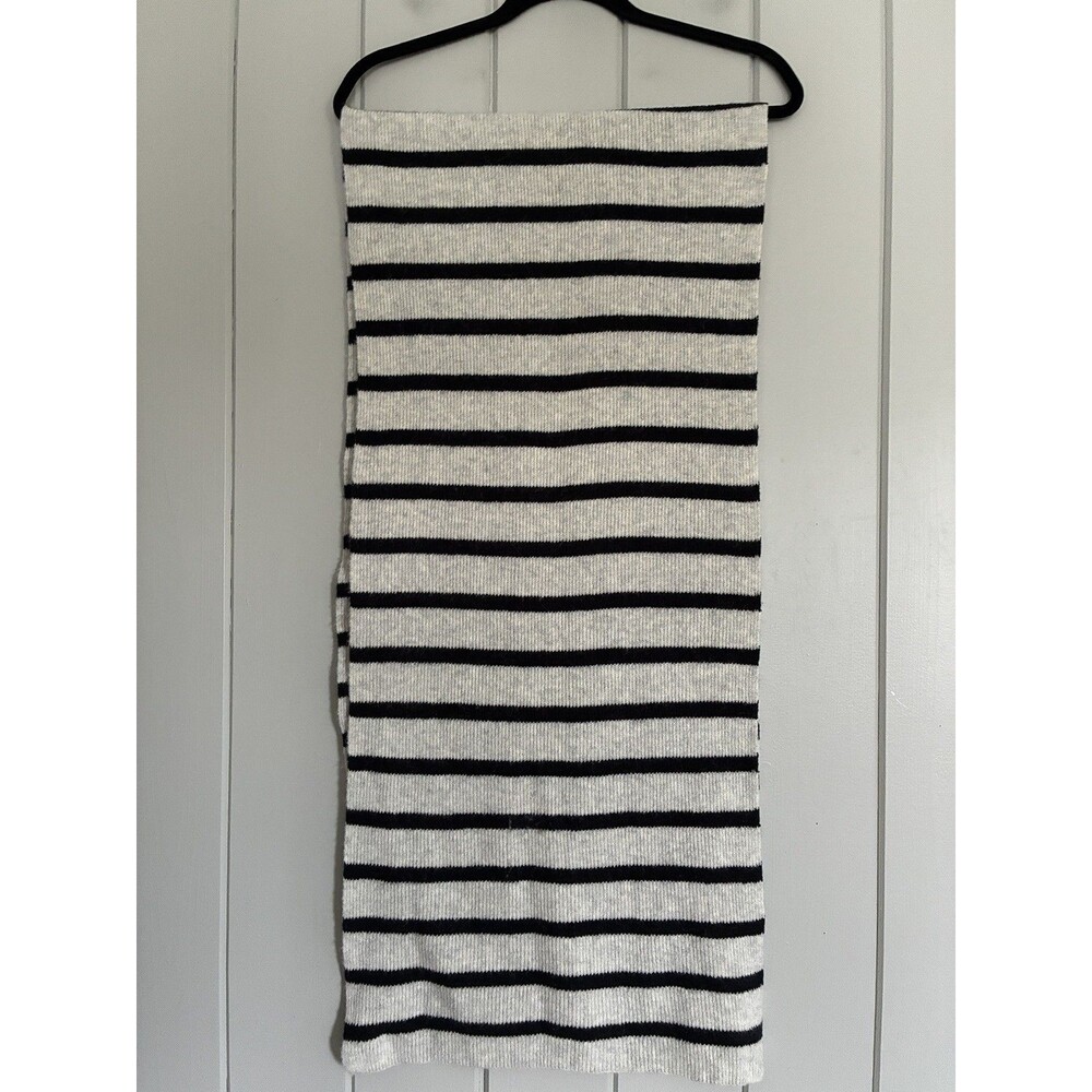 J. Crew Rib Knit Scarf One Size Gray Black Alpaca Blend Wrap AT918